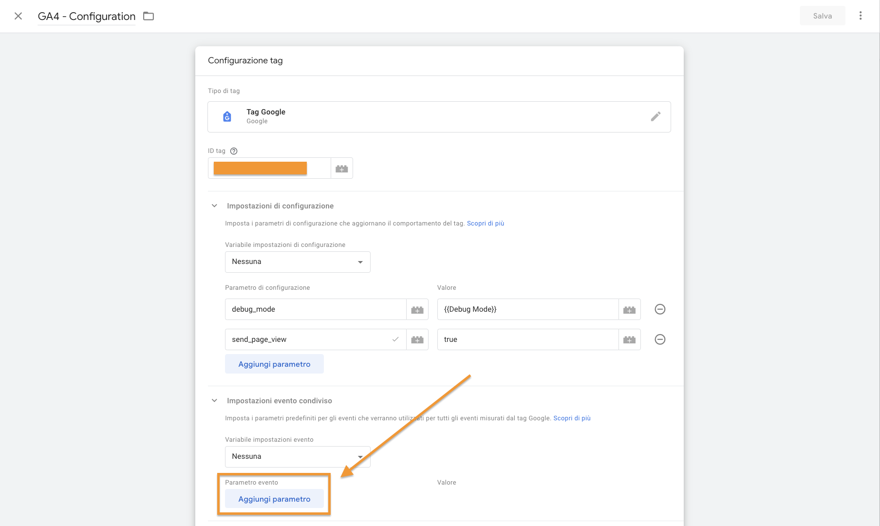 Configurare il tag su su Google Tag Manager