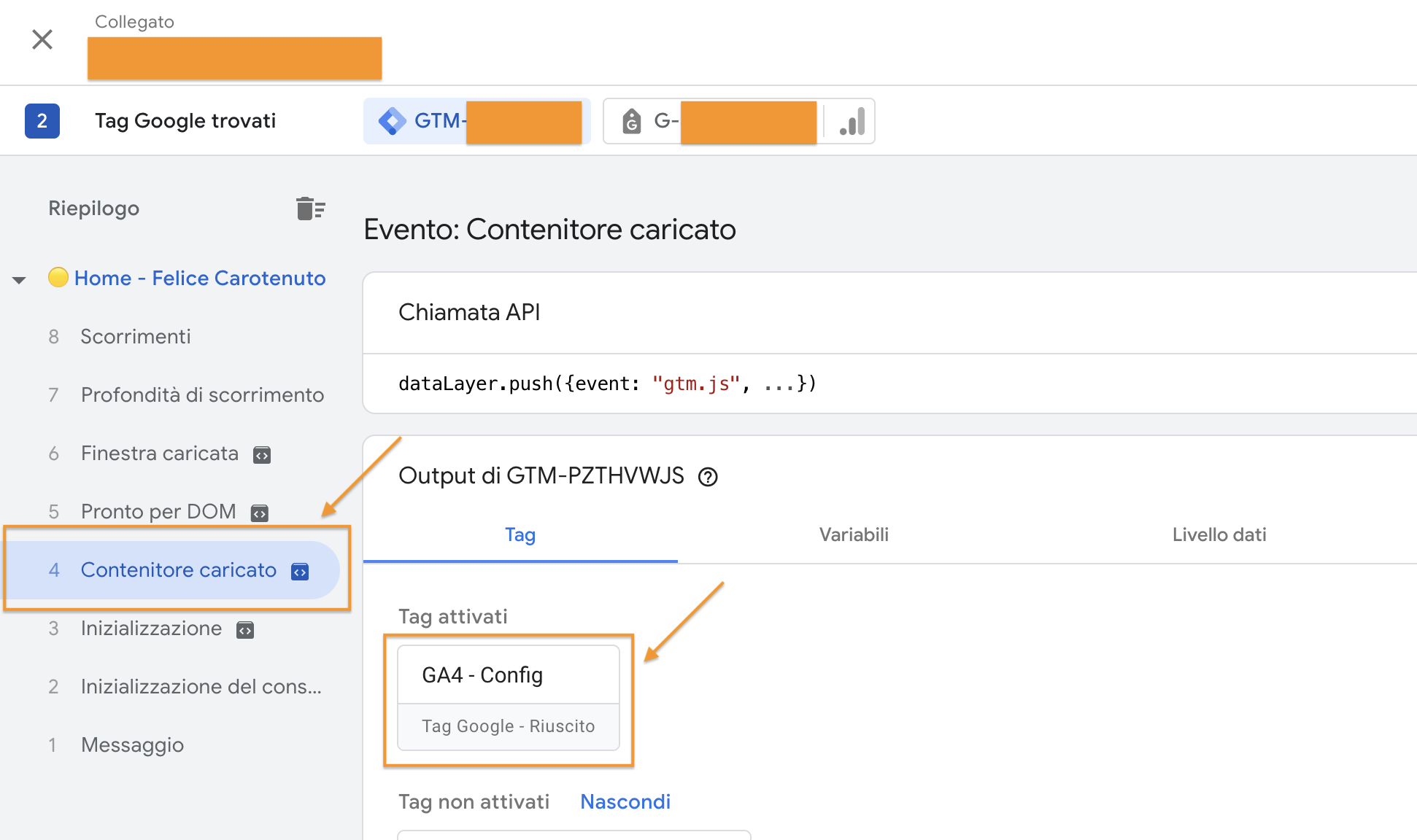 Verifica il debug su Google Tag Manager