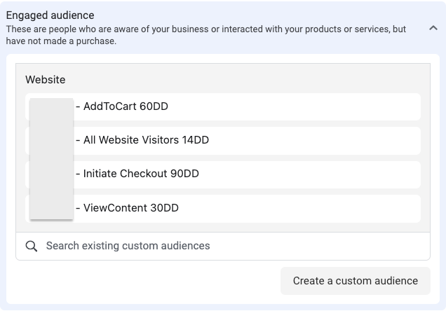 Definire il segmento Engaged Audience su Meta