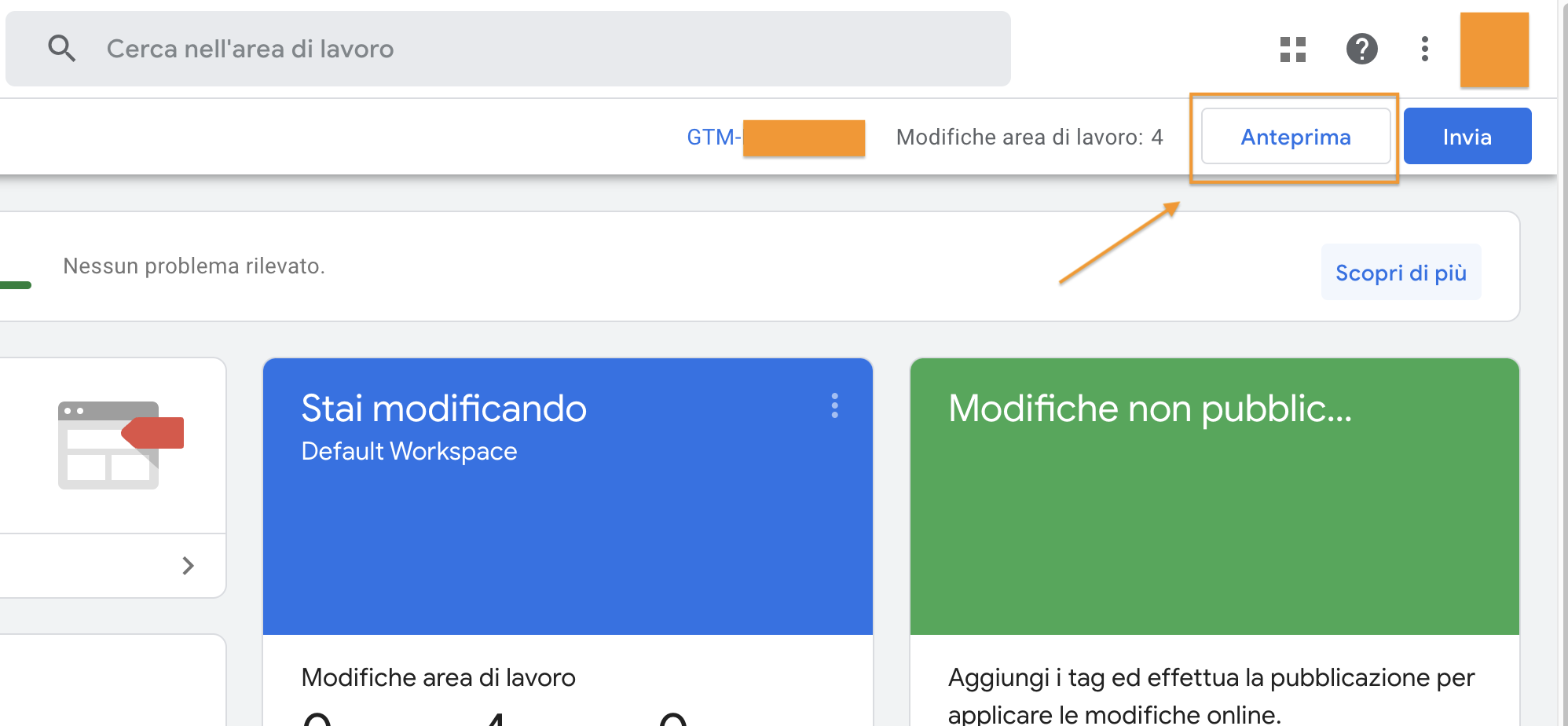 Anteprima modifiche su Google Tag Manager