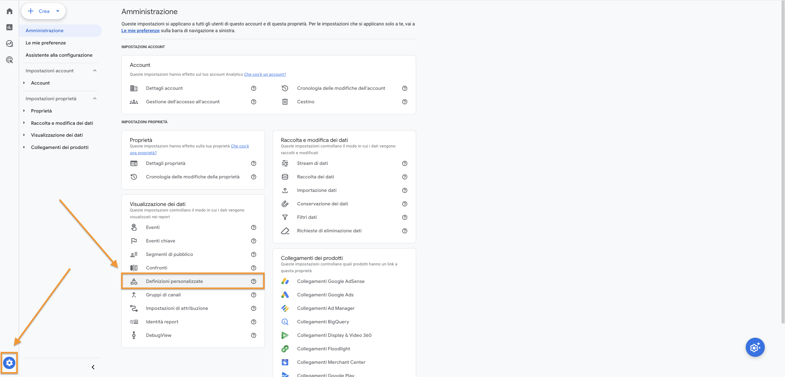 Definizioni personalizzate su Google Analytics 4